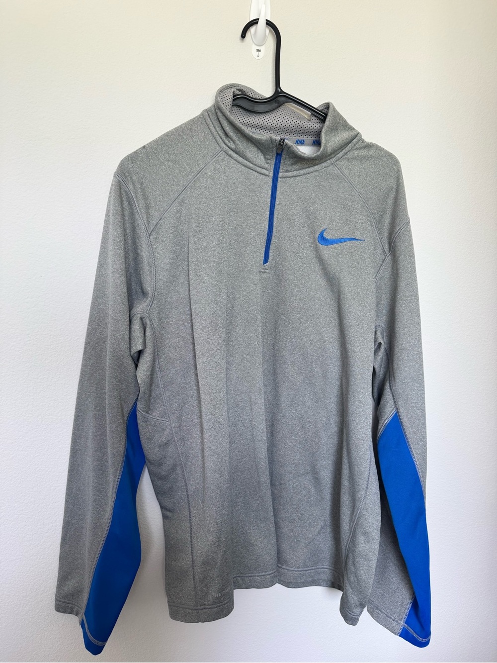 Nike Gray Performance Quarter-Zip Jacket with Blue Accents